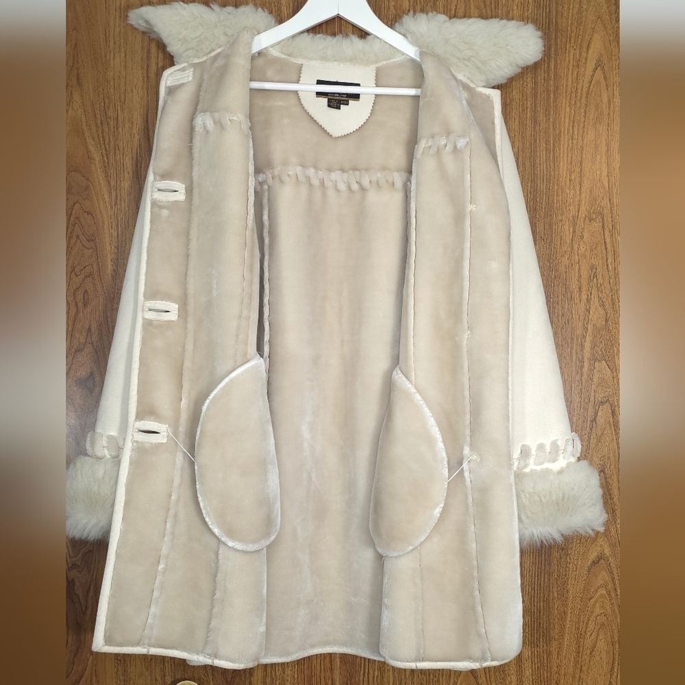 Vtg Cream Penny Lane 70s Faux Fur And Suede Size M Bohochic Penny Lane - Picture 5 of 10